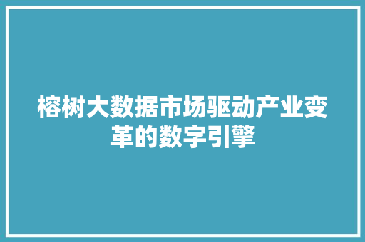 榕树大数据市场驱动产业变革的数字引擎