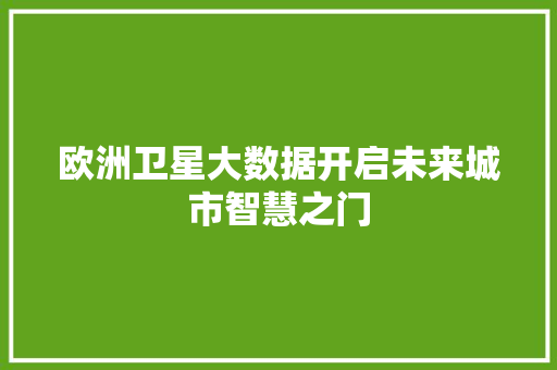 欧洲卫星大数据开启未来城市智慧之门 服务器/数据库