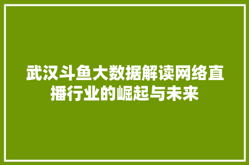 武汉斗鱼大数据解读网络直播行业的崛起与未来 WordPress教程