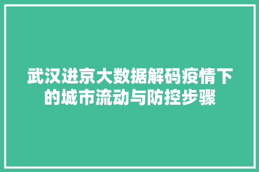 武汉进京大数据解码疫情下的城市流动与防控步骤