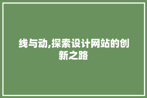线与动,探索设计网站的创新之路