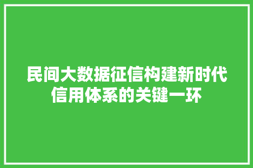 民间大数据征信构建新时代信用体系的关键一环 友链在线