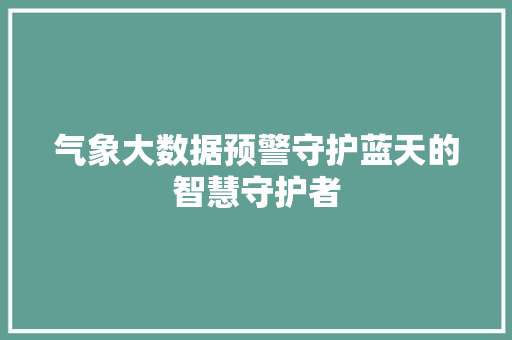气象大数据预警守护蓝天的智慧守护者 友链在线