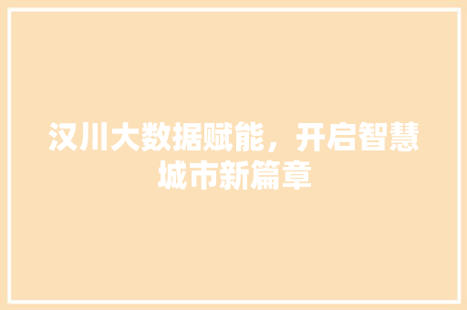 汉川大数据赋能，开启智慧城市新篇章