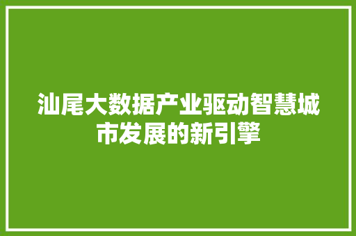 汕尾大数据产业驱动智慧城市发展的新引擎 WordPress教程