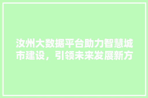汝州大数据平台助力智慧城市建设，引领未来发展新方向 WordPress教程