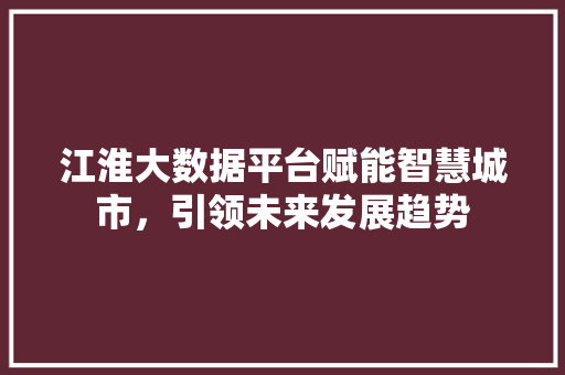 江淮大数据平台赋能智慧城市，引领未来发展趋势