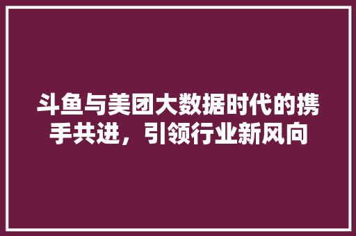 斗鱼与美团大数据时代的携手共进，引领行业新风向