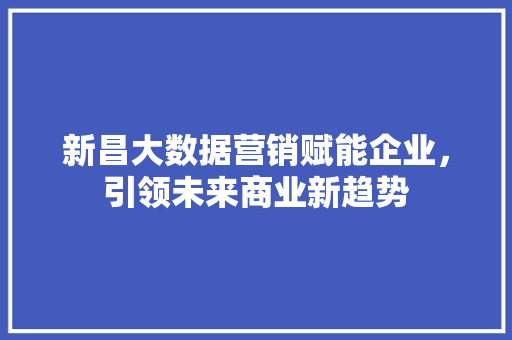 新昌大数据营销赋能企业，引领未来商业新趋势