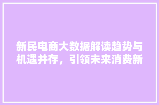 新民电商大数据解读趋势与机遇并存，引领未来消费新风向
