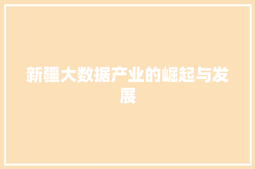 新疆大数据产业的崛起与发展