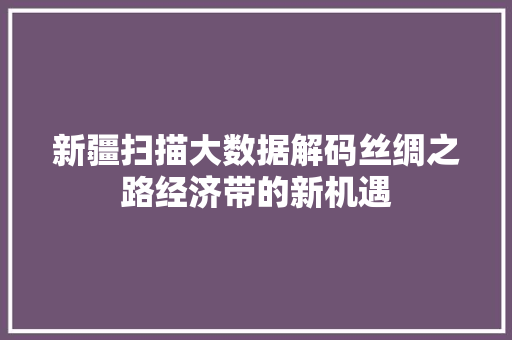 新疆扫描大数据解码丝绸之路经济带的新机遇 SEO教程