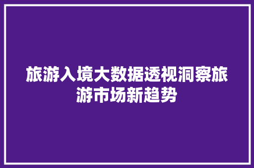 旅游入境大数据透视洞察旅游市场新趋势 友链在线