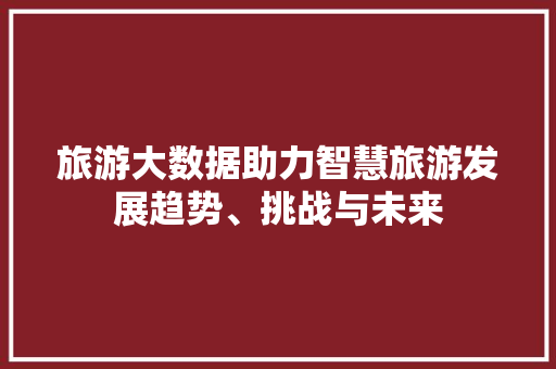 旅游大数据助力智慧旅游发展趋势、挑战与未来 建站教程