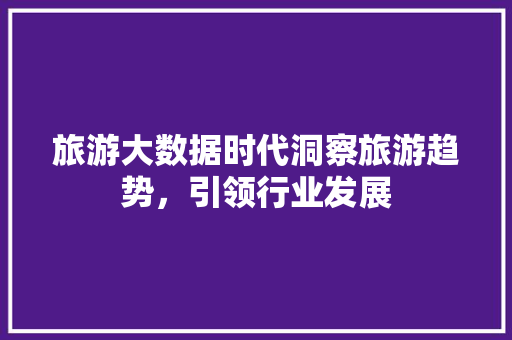 旅游大数据时代洞察旅游趋势，引领行业发展