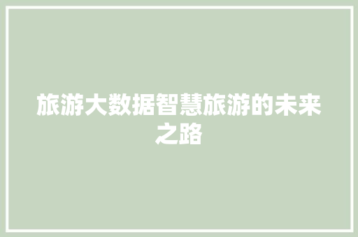 旅游大数据智慧旅游的未来之路
