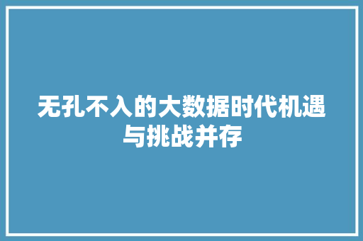 无孔不入的大数据时代机遇与挑战并存