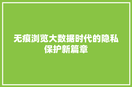 无痕浏览大数据时代的隐私保护新篇章
