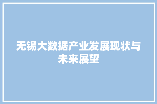 无锡大数据产业发展现状与未来展望