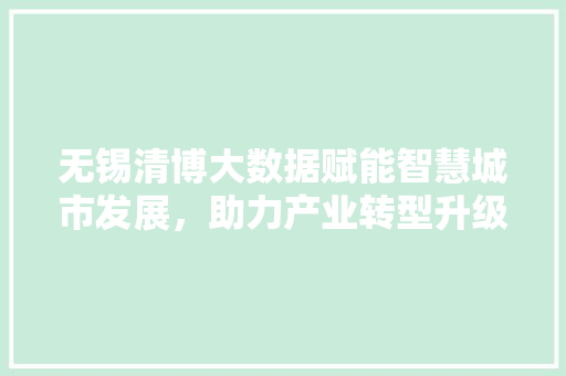 无锡清博大数据赋能智慧城市发展，助力产业转型升级