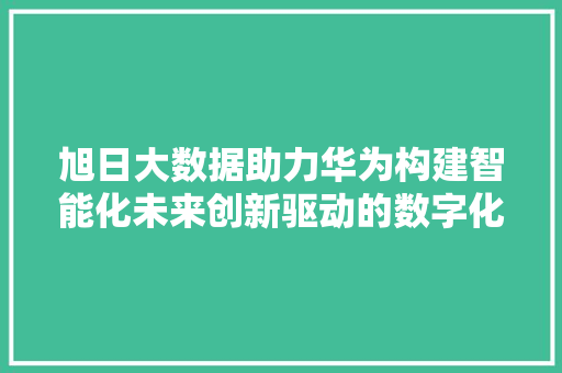 旭日大数据助力华为构建智能化未来创新驱动的数字化转型之路