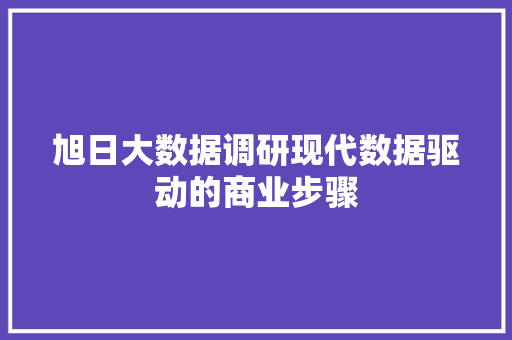 旭日大数据调研现代数据驱动的商业步骤