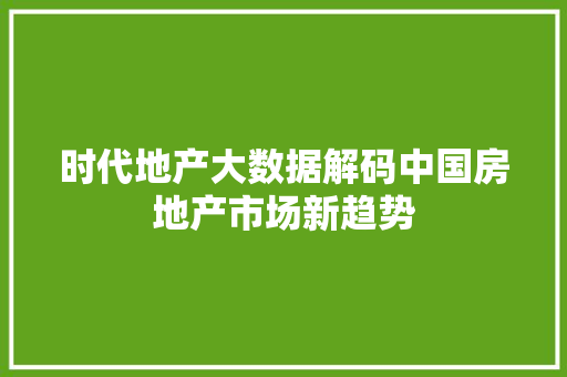时代地产大数据解码中国房地产市场新趋势
