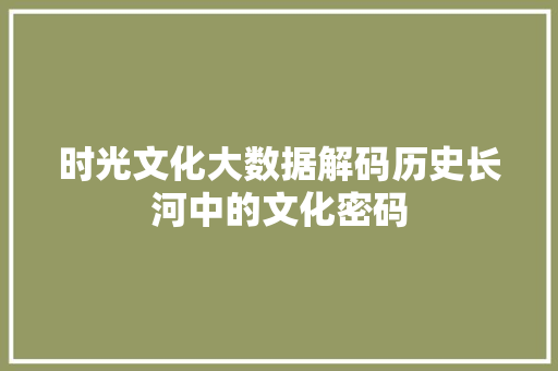 时光文化大数据解码历史长河中的文化密码