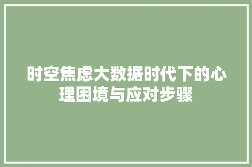 时空焦虑大数据时代下的心理困境与应对步骤 SEO教程