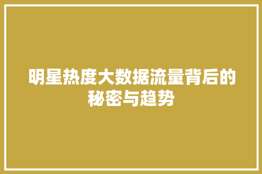 明星热度大数据流量背后的秘密与趋势