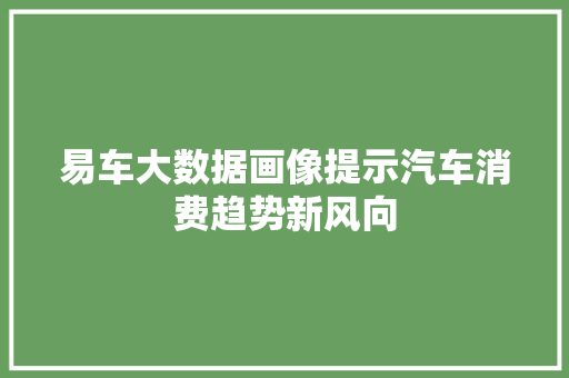 易车大数据画像提示汽车消费趋势新风向