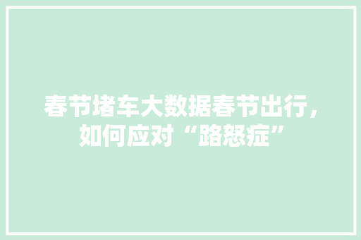 春节堵车大数据春节出行，如何应对“路怒症”