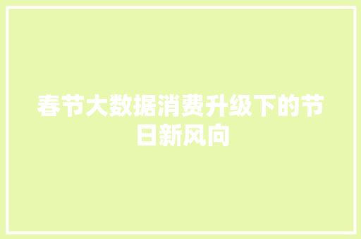 春节大数据消费升级下的节日新风向