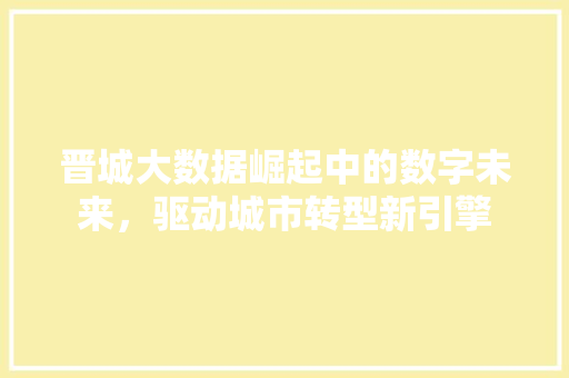 晋城大数据崛起中的数字未来，驱动城市转型新引擎 建站教程