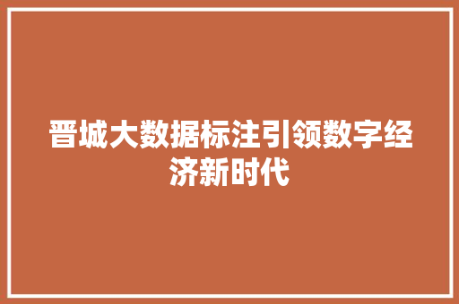 晋城大数据标注引领数字经济新时代