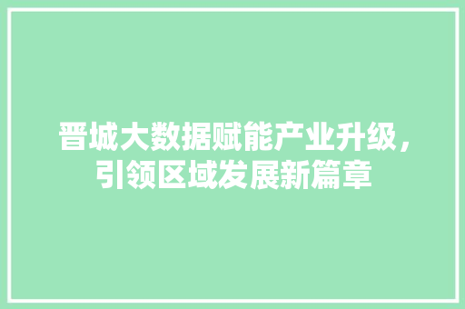 晋城大数据赋能产业升级，引领区域发展新篇章 WordPress教程