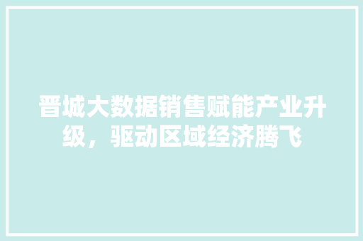晋城大数据销售赋能产业升级，驱动区域经济腾飞 WordPress教程