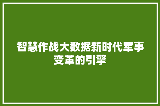 智慧作战大数据新时代军事变革的引擎 建站教程