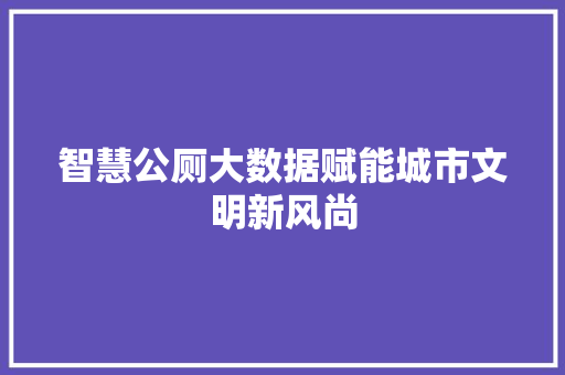 智慧公厕大数据赋能城市文明新风尚 SEO教程