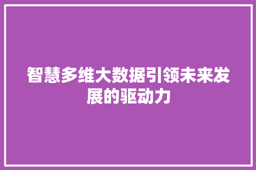 智慧多维大数据引领未来发展的驱动力 WordPress教程