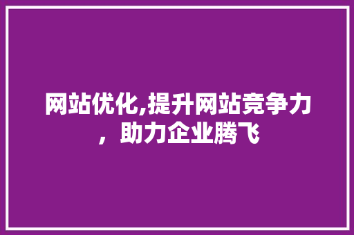 网站优化,提升网站竞争力，助力企业腾飞 网站优化,提升网站竞争力，助力企业腾飞 建站教程