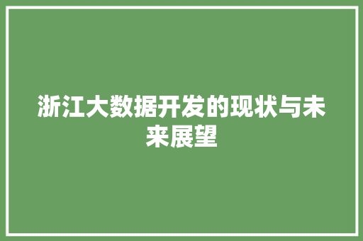 浙江大数据开发的现状与未来展望