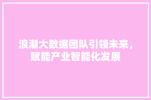 浪潮大数据团队引领未来，赋能产业智能化发展