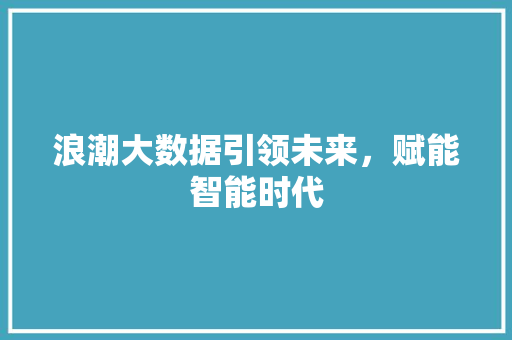 浪潮大数据引领未来，赋能智能时代