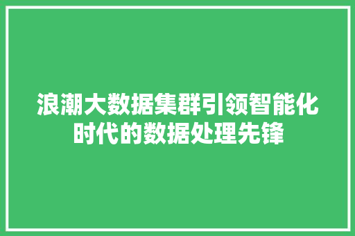 浪潮大数据集群引领智能化时代的数据处理先锋