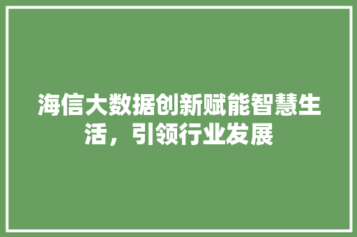 海信大数据创新赋能智慧生活，引领行业发展