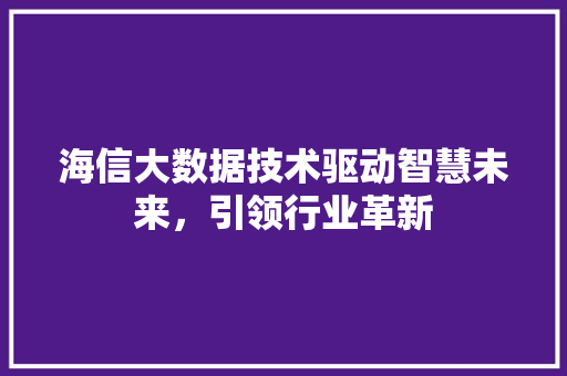 海信大数据技术驱动智慧未来，引领行业革新