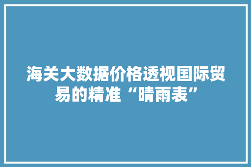 海关大数据价格透视国际贸易的精准“晴雨表”