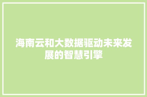 海南云和大数据驱动未来发展的智慧引擎