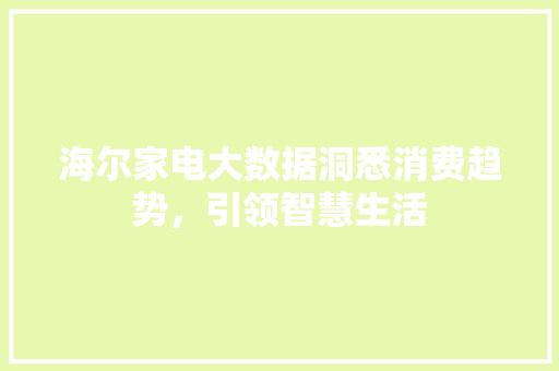 海尔家电大数据洞悉消费趋势，引领智慧生活